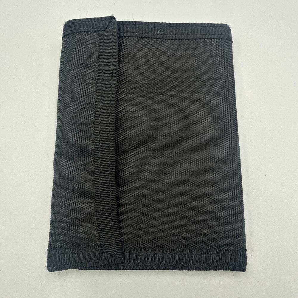 Vintage Harley Davidson Black Trifold Wallet Gold Logo Nylon Biker 1980s Retro - Picture 2 of 7
